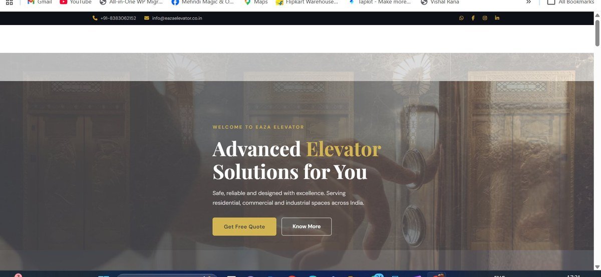 Eaza Elevators website